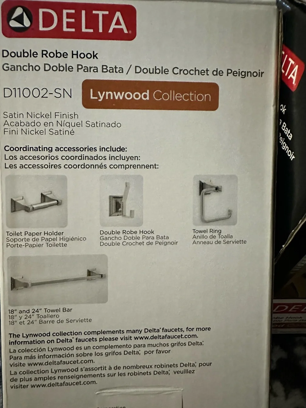 Delta Lynwood Double Robe Hook in Satin Nickel Finish